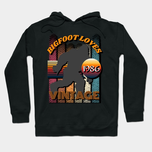 Bigfoot Loves Vintage 1986 Hoodie by Scovel Design Shop